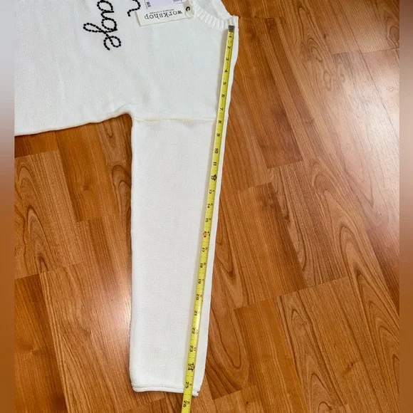 Workshop Republic Clothing Women Sz S ‘Bon Voyage’ White Cotton Knit Sweater New - Picture 12 of 16